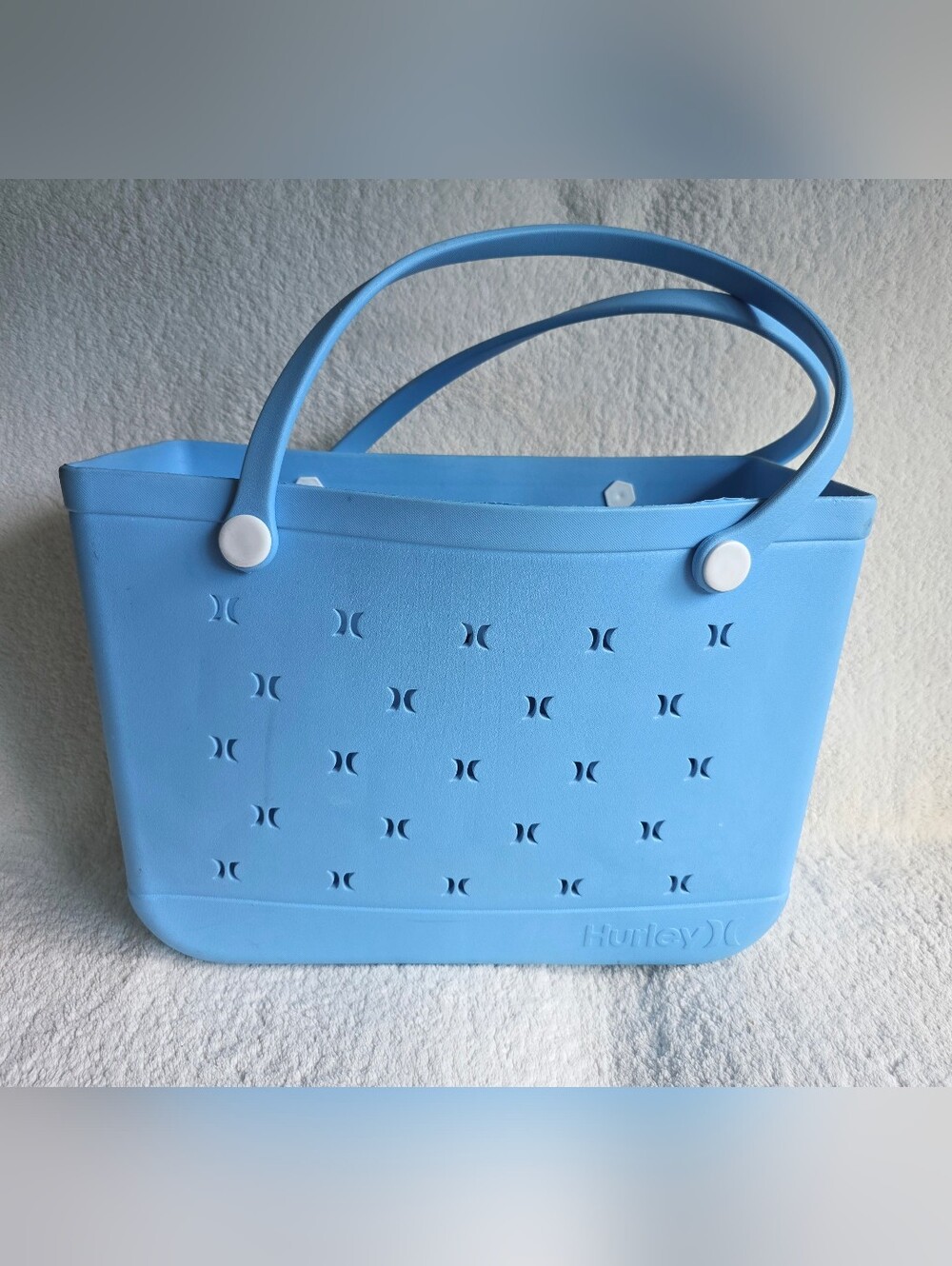 Hurley Blue Rubber Silicone Light Weight Waterproof Shoulder Beach Huge tote Bag